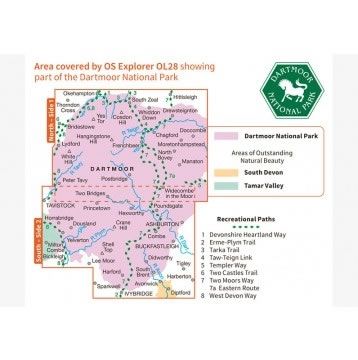 OS Explorer Map OL28 - Dartmoor - area covered