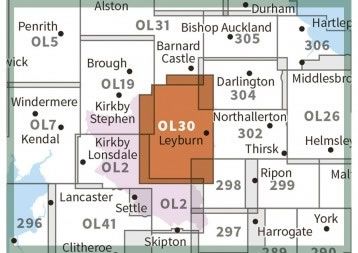 OS Explorer Map OL30 - Yorkshire Dales - Northern and Central areas - surrounding area