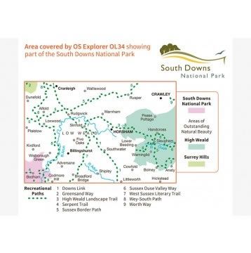 OS Explorer Map OL34 - Crawley and Horsham - area covered