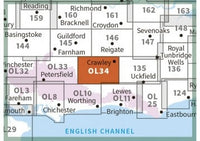 OS Explorer Map OL34 - Crawley and Horsham - surrounding area