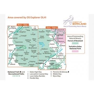 OS Explorer Map OL41 - Forest of Bowland and Ribblesdale - area covered