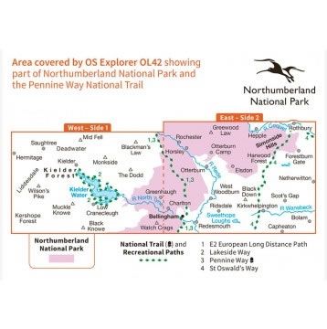 OS Explorer Map OL42 - Kielder Water and Forest - area covered