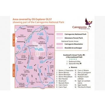 OS Explorer Map OL57 - Cairn Gorm and Aviemore - area covered