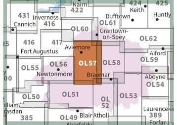 OS Explorer Map OL57 - Cairn Gorm and Aviemore - surrounding area