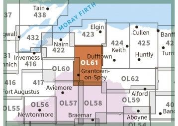 OS Explorer Map OL61 - Grantown-on-Spey and Hills of Cromdale - surrounding area