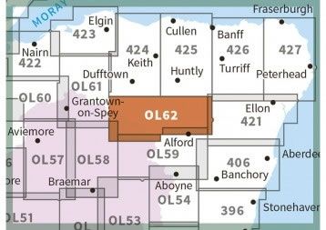 OS Explorer Map OL62 - Coreen Hills and Glenlivet - surrounding area