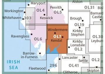 OS Explorer Map OL07 - The English Lakes - South East area - surrounding area