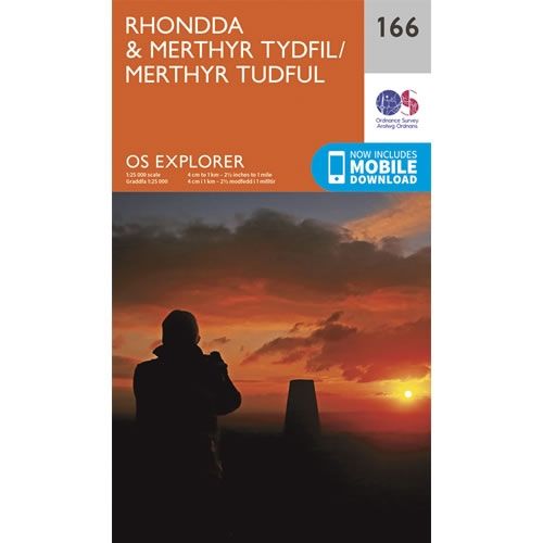 OS Explorer Map 166 - Rhondda and Merthyr Tydfil