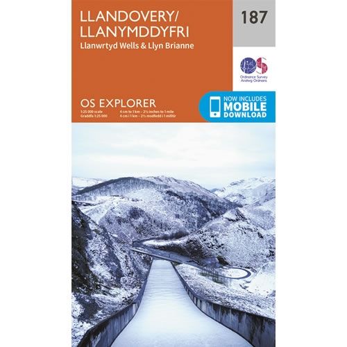 OS Explorer Map 187 - Llandovery, Llanwrtyd Wells and Llyn Brianne