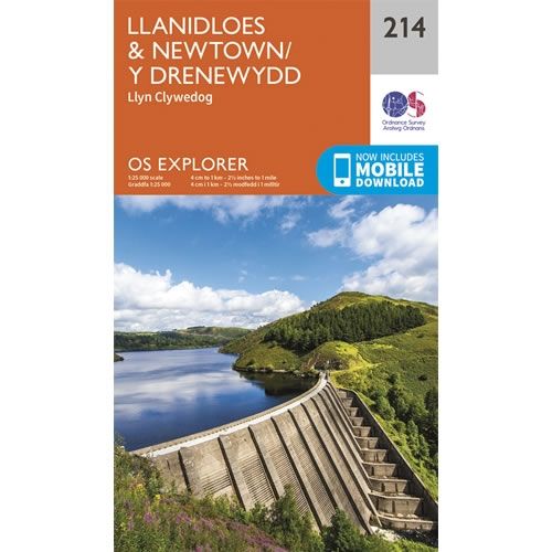 OS Explorer Map 214 - Llanidloes and Newtown