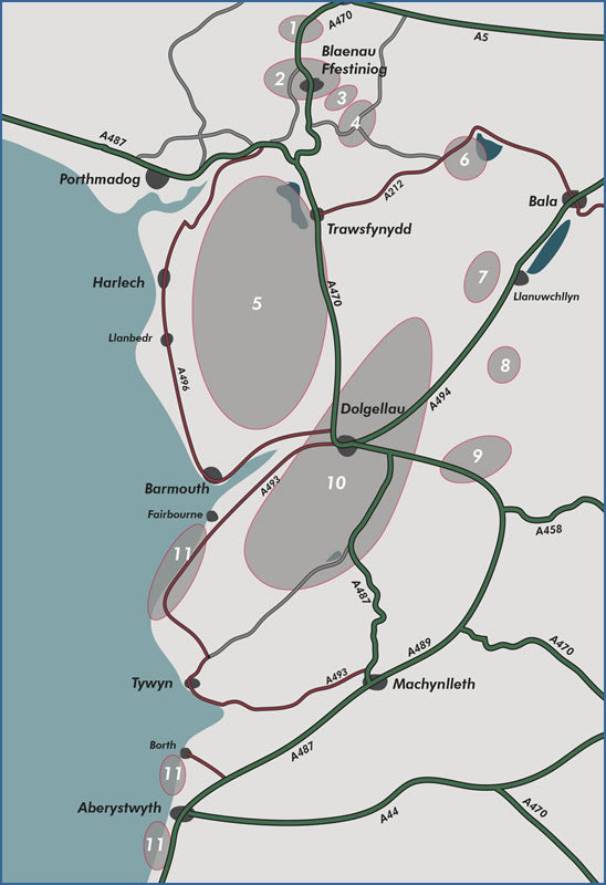 South Snowdonia Bouldering Guidebook - area covered