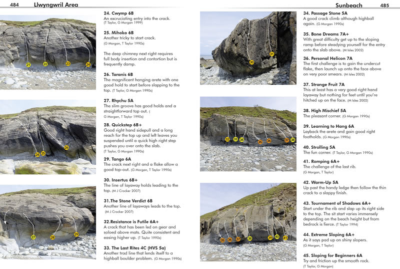 South Snowdonia Bouldering Guidebook - sample topo