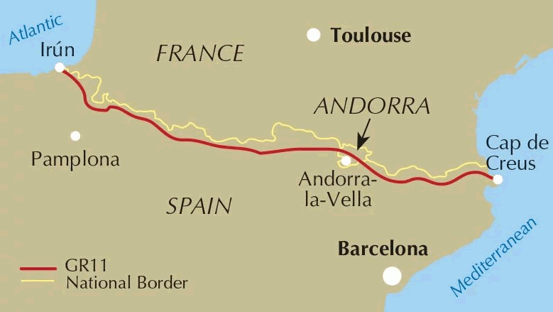 The GR11 Trail (La Senda) Guidebook - overview map