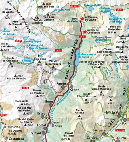 Vall de Barraves Map in Ribagorca Overview