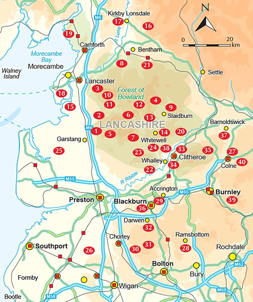 Walking in Lancashire Guidebook - overview of the walks