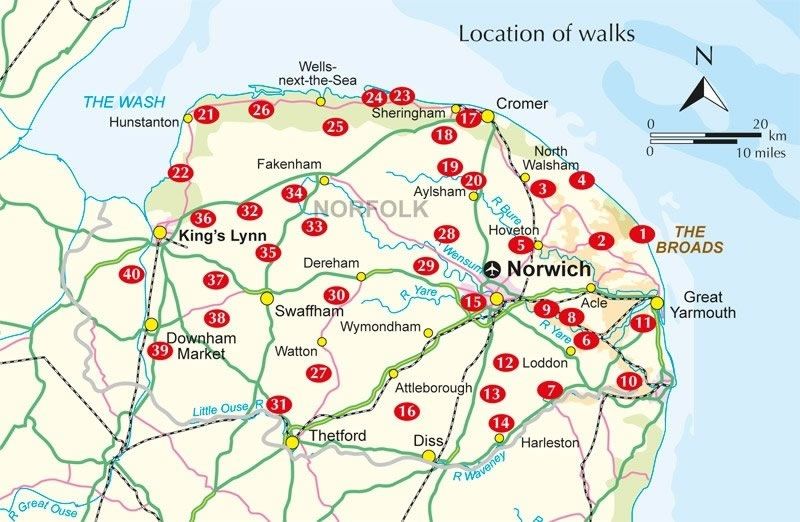 Walking in Norfolk Guidebook - overview of the walks covered