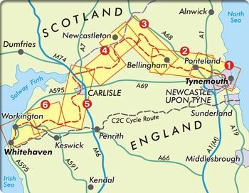 Footprint Reivers Cycle Route Map - Area covered