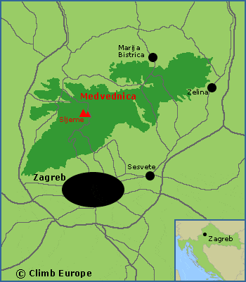 Map of Medvednica Nature Park near Zagreb