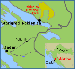 Map of Paklenica in Croatia