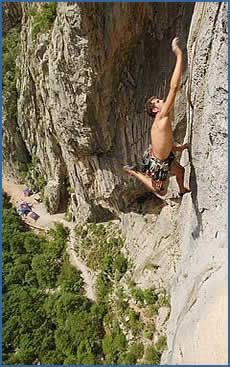 Mike Weeks climbing at the annual International Alpine Big Wall speed climbing Meeting in Paklenica