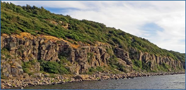 The granite sea cliff crags of Vang Syd at Bornholm