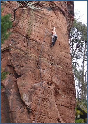 Matt Thompson climbing Direkte Talwand (VII+) at Dingentalturm crag