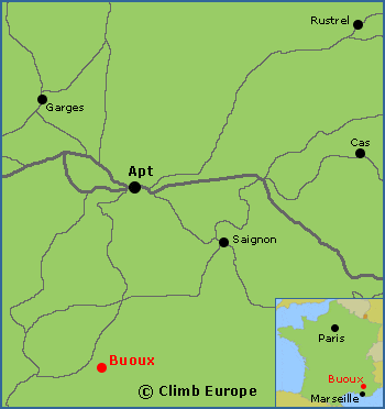 Map of the location of Buoux in Provence, southern France
