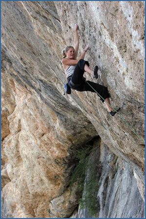 Katie Whittaker climbing Carte Blanche, F8a, at Ceuse