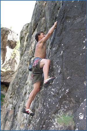 Kenton Cool climbing at La Gorge crag, Ailefroide