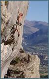 Rock climbing in the Durance Valley in the Hautes Alps near Gap