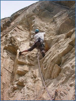 Jerry Gore climbing at Ponteil crag