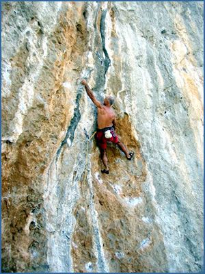 Aris Theodoropoulos leading Polifemo F7c, at the Odyssey area in Kalymnos
