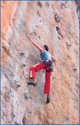 Wynand Groenewegen climbing Kastor F6c+/7a at the Arhi Sector at Kalymnos