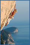 Rock climbing and sport climbing on sea cliffs at Muzzerone