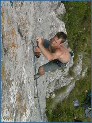 Unknown climber on Tarzan 7+ (UIAA) at Buces Vulcan in the Apuseni Mountains