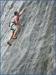 Paul Atkins enjoying some slab climbing at Punta Pilocca crag near Iglesias