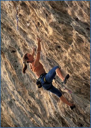 Marietta Uhden climbing on the Urania sector at Isili crag in Sardinia