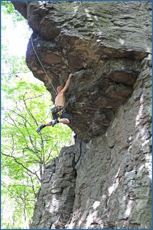 Alexander Áron climbing Rocky (F6b) at Hejce crag in Hungary