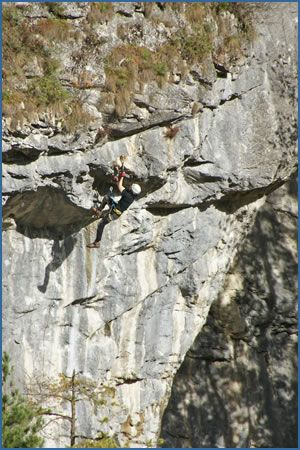 Marián Maroši climbing Depresi Rád (F6a+) at Letanovský mlyn crag