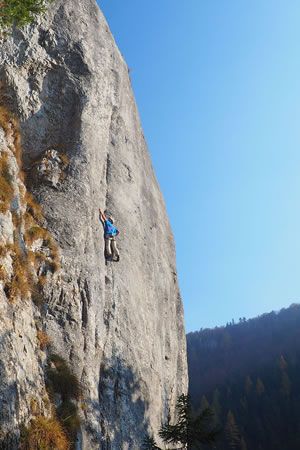 Miroslav Jež climbing Špára (F6b+) at Stratenská Píla crag