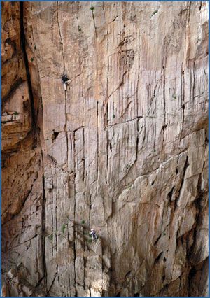 Dan Arkle and Neil Morbey on the second pitch of Africa (F6b+), El Chorro