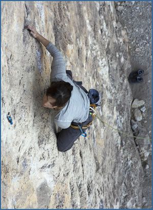 Betül Von Laffert climbing Efes Efect F6b+ at Datca
