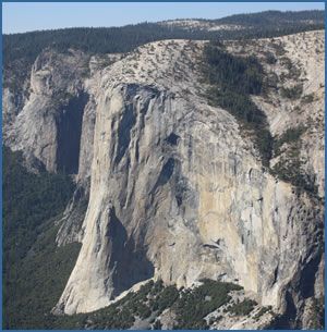 The 3,300’ (1,000m) face of El Capitan, which provides the best big wall climbing in the United States